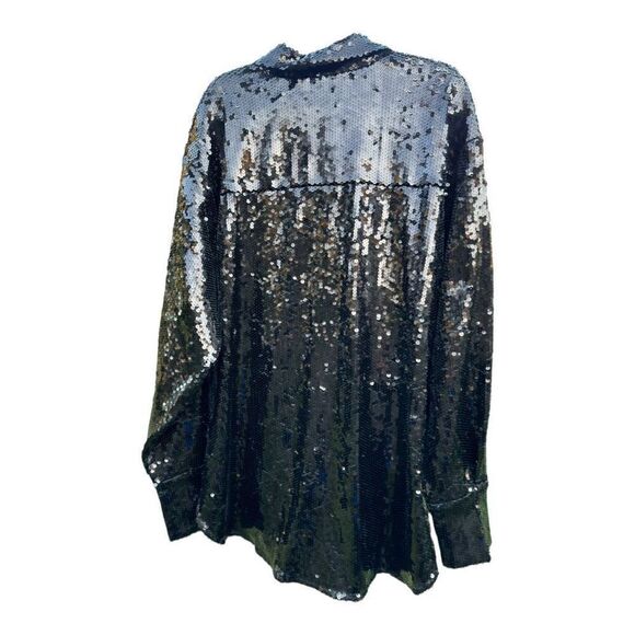 NWT Good American sequin party shirt oversized button down size 5 or 2x women’s - Picture 9 of 11